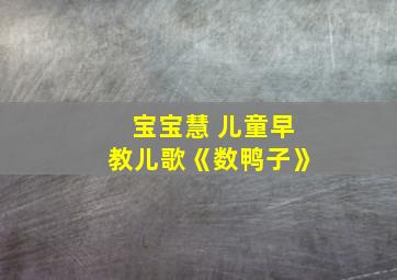 宝宝慧 儿童早教儿歌《数鸭子》